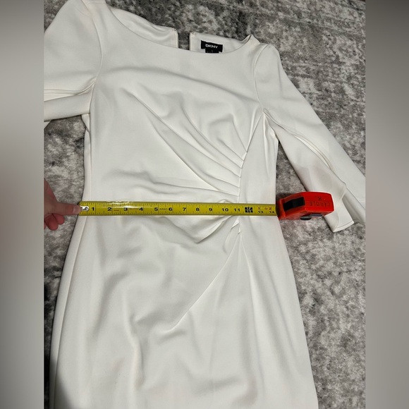 DKNY Flowy Mid Sleeve White Cocktail Event Dress - Picture 5 of 9